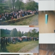 Sv�cen� prvn�ho zvonu Kte�ina 2004, zvona� p. Manou�ek p�ivezl zvon Kate�ina 2003, vpravo tubus s informacemi, novinami a pen�zi ulo�en� do kopule zvonice, dole - u��m se zvonit nov�m zvonem
